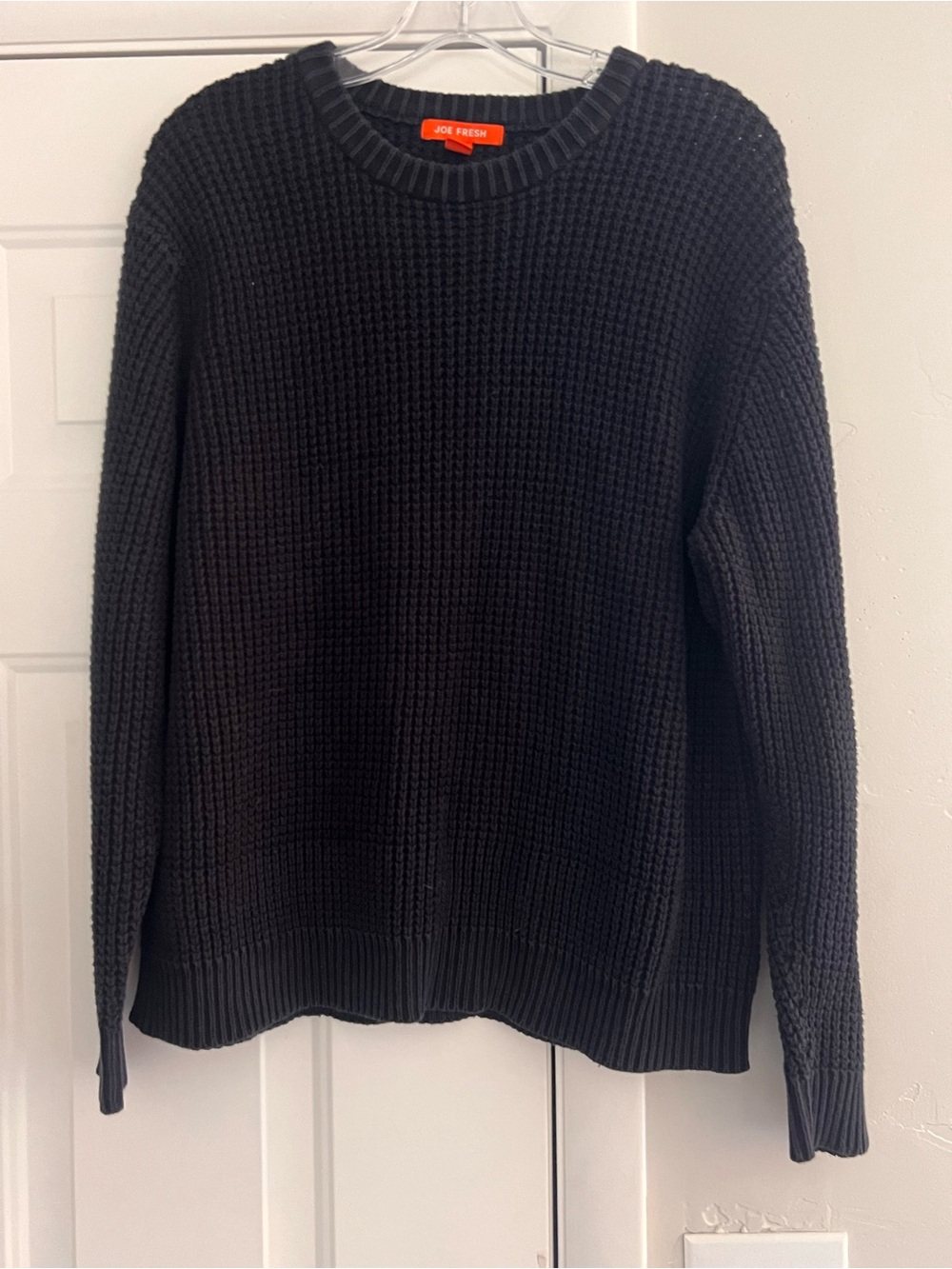 Joe Fresh Black Waffle Knit Crew Sweater